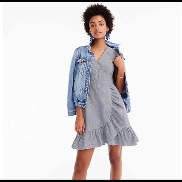 J. Crew Dresses & Skirts - J. Crew Faux Wrap Gingham Cotton Minidress